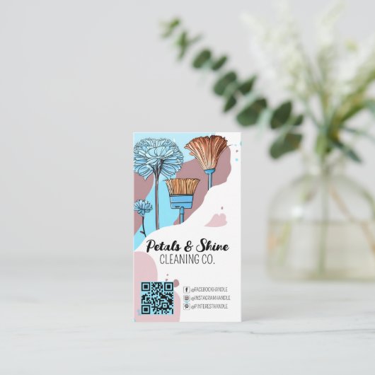 Moderne Artsy Color Splash Professionele Reiniger Visitekaartje (Staand voorkant)