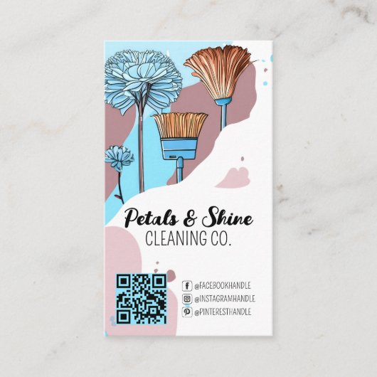 Moderne Artsy Color Splash Professionele Reiniger Visitekaartje (Voorkant)