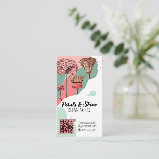 Moderne Artsy Color Splash Professionele Reiniger Visitekaartje (Staand voorkant)