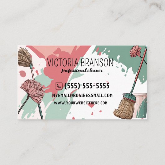 Moderne Artsy Color Splash Professionele Reiniger Visitekaartje (Achterkant)