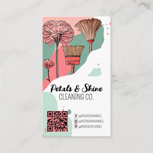 Moderne Artsy Color Splash Professionele Reiniger Visitekaartje (Voorkant)