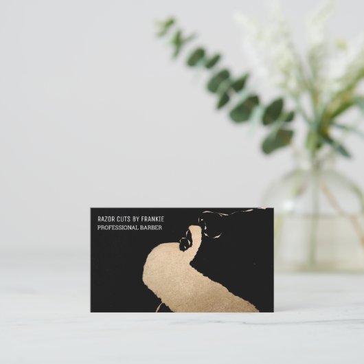 Moderne Artsy Gouden Zwarte Baard Illustratie Barb Visitekaartje (Staand voorkant)