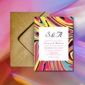 Moderne Artsy Kleurrijke Abstracte Swirl Bruiloft Kaart