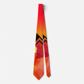 Moderne Artsy Neon Rood Geel Waterverf Geometrisch Stropdas (Voorkant)