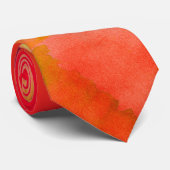 Moderne Artsy Neon Rood Geel Waterverf Geometrisch Stropdas (Opgerold)