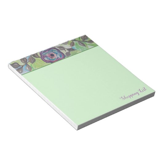 Moderne Artsy Paarse bloem boodschappenlijst Notitieblok (Schuin)