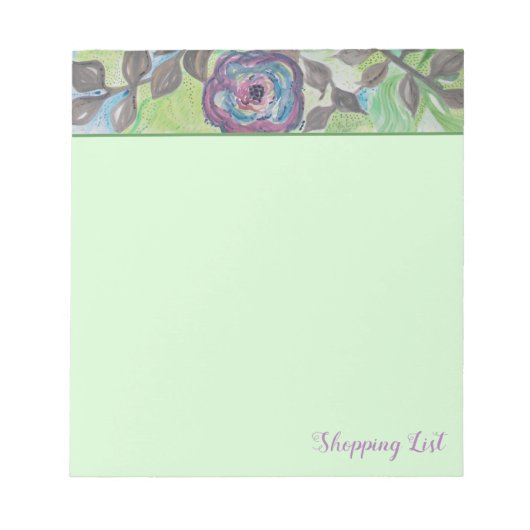 Moderne Artsy Paarse bloem boodschappenlijst Notitieblok (Voorkant)