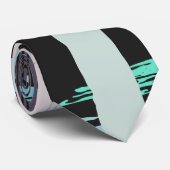 Moderne Artsy Roze Girly Brushstroke Stripes Zwart Stropdas (Opgerold)