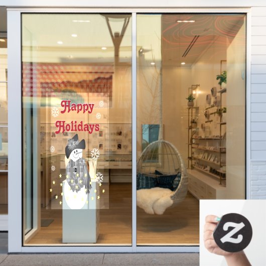 Moderne Artsy Sneeuwman Raamsticker (Winkelraam)