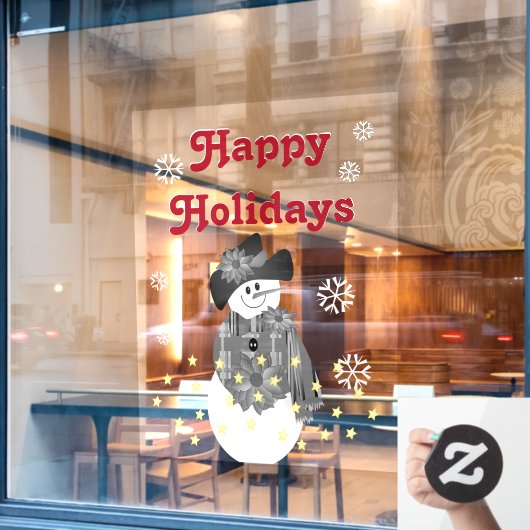 Moderne Artsy Sneeuwman Raamsticker (Cafe Raam)