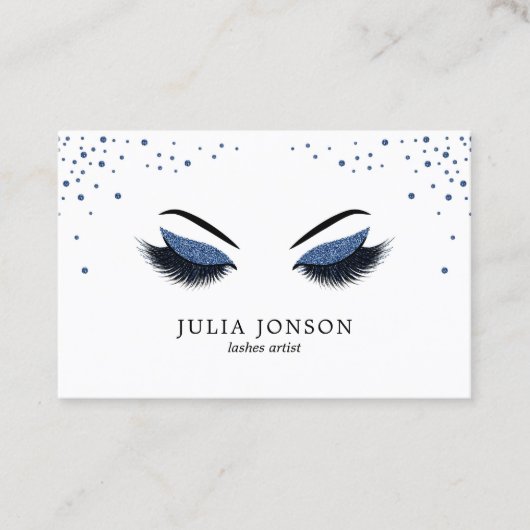 Moderne as met donkerblauwe glitter Makeup Artist Visitekaartje (Voorkant)