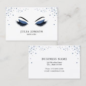 Moderne as met donkerblauwe glitter Makeup Artist Visitekaartje (Voorkant / Achterkant)
