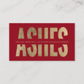 Moderne as uitgesneden faux goud typografie rood visitekaartje (Achterkant)