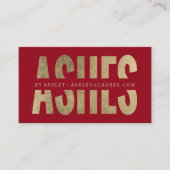 Moderne as uitgesneden faux goud typografie rood visitekaartje (Voorkant)