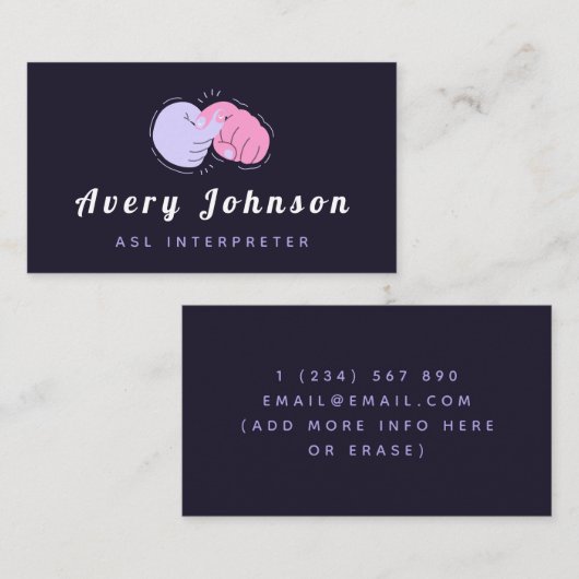 Moderne ASL Gebarentaal Instructeur Vertaler Fun Visitekaartje (Voorkant / Achterkant)