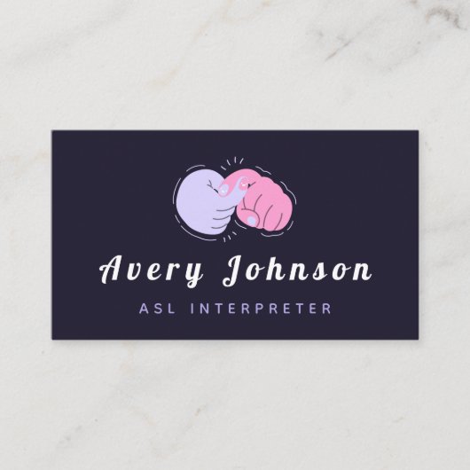 Moderne ASL Gebarentaal Instructeur Vertaler Fun Visitekaartje (Voorkant)