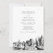 Moderne Atlanta bruiloft skyline zwart & wit Kaart (Voorkant)