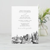 Moderne Atlanta bruiloft skyline zwart & wit Kaart (Staand voorkant)