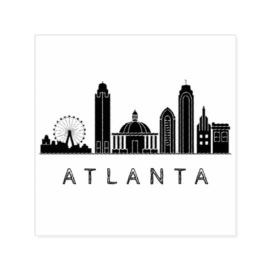 Moderne Atlanta Georgia gestileerde skyline Zelfinktende Stempel (Design)