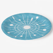 Moderne Atomic Sputnik Sneeuwvlok Kerstmis MCM Papieren Bordje (Gekanteld)