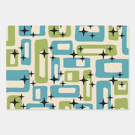 Moderne atoompatronen uit het midden van de eeuw inpakpapier vel (Voorkant 2)