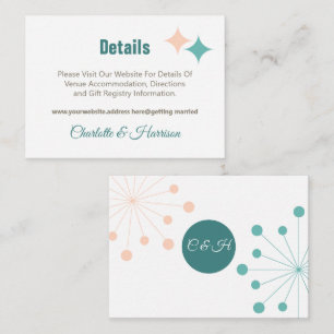 Moderne atoomstartbruiloft midden eeuw informatiekaartje