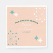 Moderne atoomstartbruiloft midden eeuw servet (Voorkant)