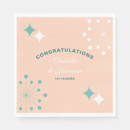 Moderne atoomstartbruiloft midden eeuw servet