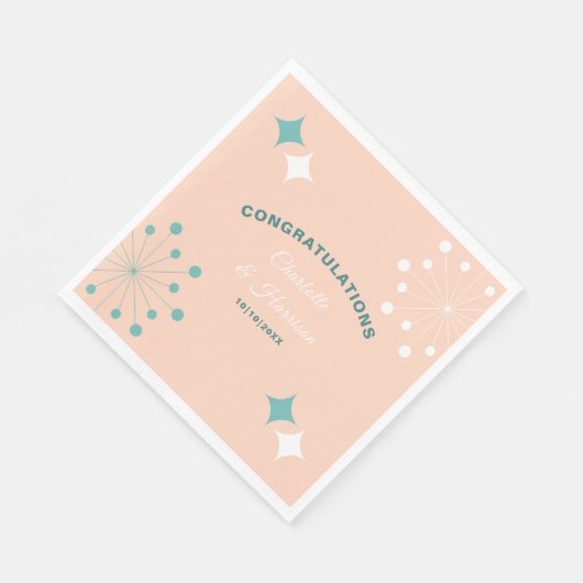 Moderne atoomstartbruiloft midden eeuw servet (Hoek)