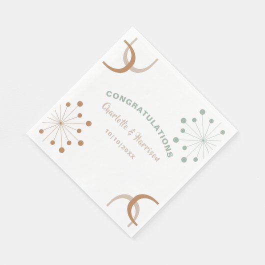 Moderne atoomstartbruiloft midden eeuw servet (Hoek)