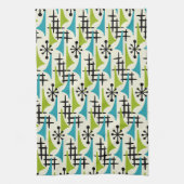 Moderne atoomtijdpatroon uit het midden van de eeu theedoek (Verticaal)