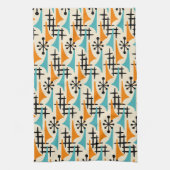 Moderne atoomtijdpatroon uit het midden van de eeu theedoek (Verticaal)