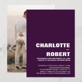 Moderne aubergine bruiloft receptie kaart