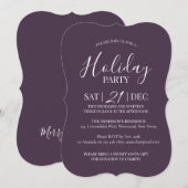 Moderne aubergine witte kerst party uitnodiging (Voorkant / Achterkant)