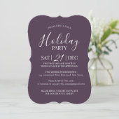 Moderne aubergine witte kerst party uitnodiging (Staand voorkant)