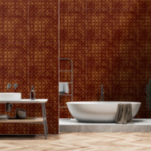 Moderne Auburn en namaak gouden abstracte geometri