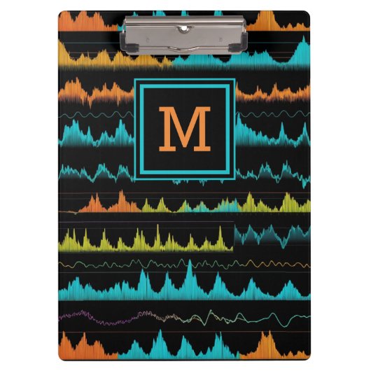 Moderne audiogolfvorm & geluidsfrequentie monogram klembord (Voorkant)