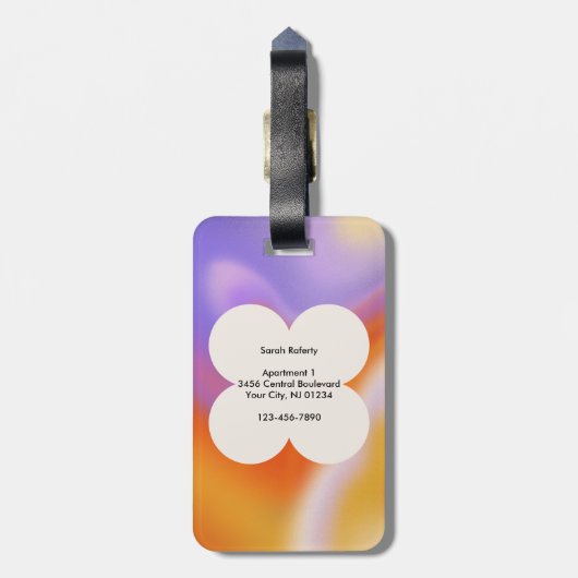Moderne aura kleurrijke gradiënt typografie bagagelabel (Achterkant verticaal)