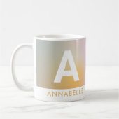 Moderne aura roze gele kleurige typografie koffiemok (Links)