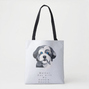 Moderne Aussiedoodle Kunst Tas - Blauwe Merle Geom