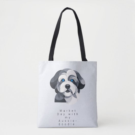 Moderne Aussiedoodle Kunst Tas - Blauwe Merle Geom (Voorkant)