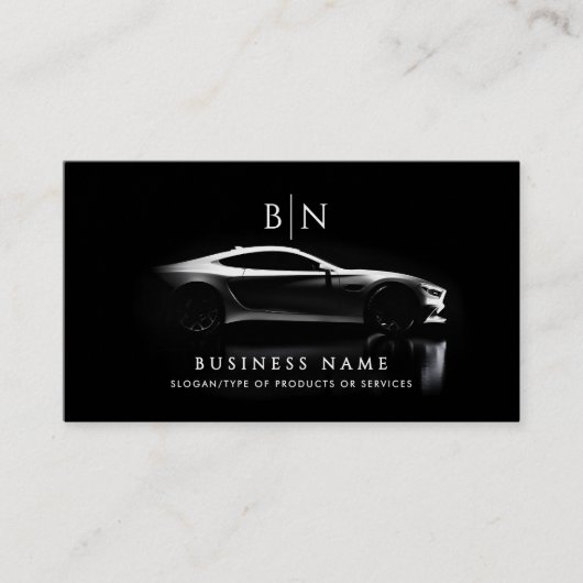 Moderne Auto/Auto Monogram QR Code & Sociale Media Visitekaartje (Voorkant)