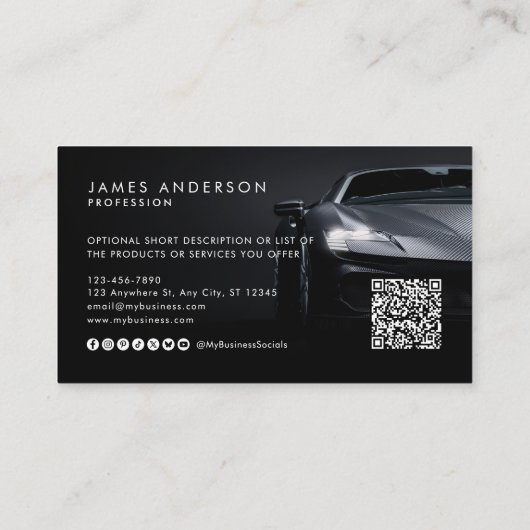 Moderne auto / auto niet-Logo QR-code en sociale m Visitekaartje (Achterkant)