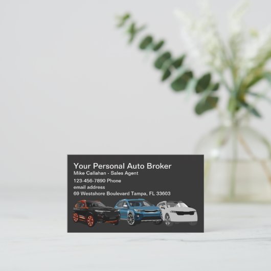 Moderne Auto Broker Business Card-template Visitekaartje (Staand voorkant)