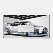 Moderne auto cultuur, witte auto blauwe strepen bureaumat (Keyboard & Muis)