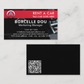 Moderne auto huren | Zwart & Rood monogram Visitekaartje (Voorkant / Achterkant)