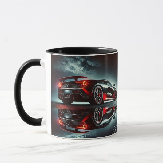 Moderne auto-illustratie op zwarte koffie Mok (Links)