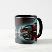 Moderne auto-illustratie op zwarte koffie Mok (Voorkant rechts)