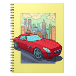 Moderne auto in de stad notitieboek