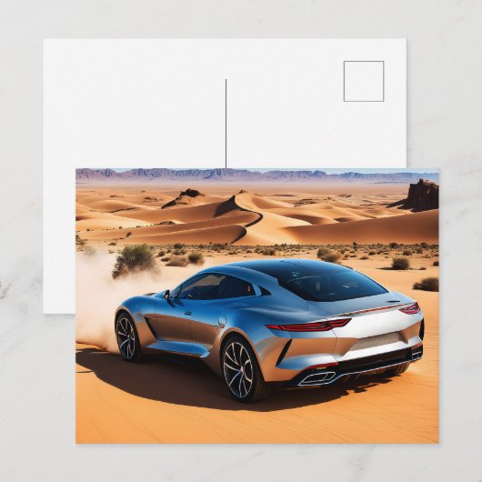 Moderne auto in de woestijn briefkaart (Voorkant / Achterkant)